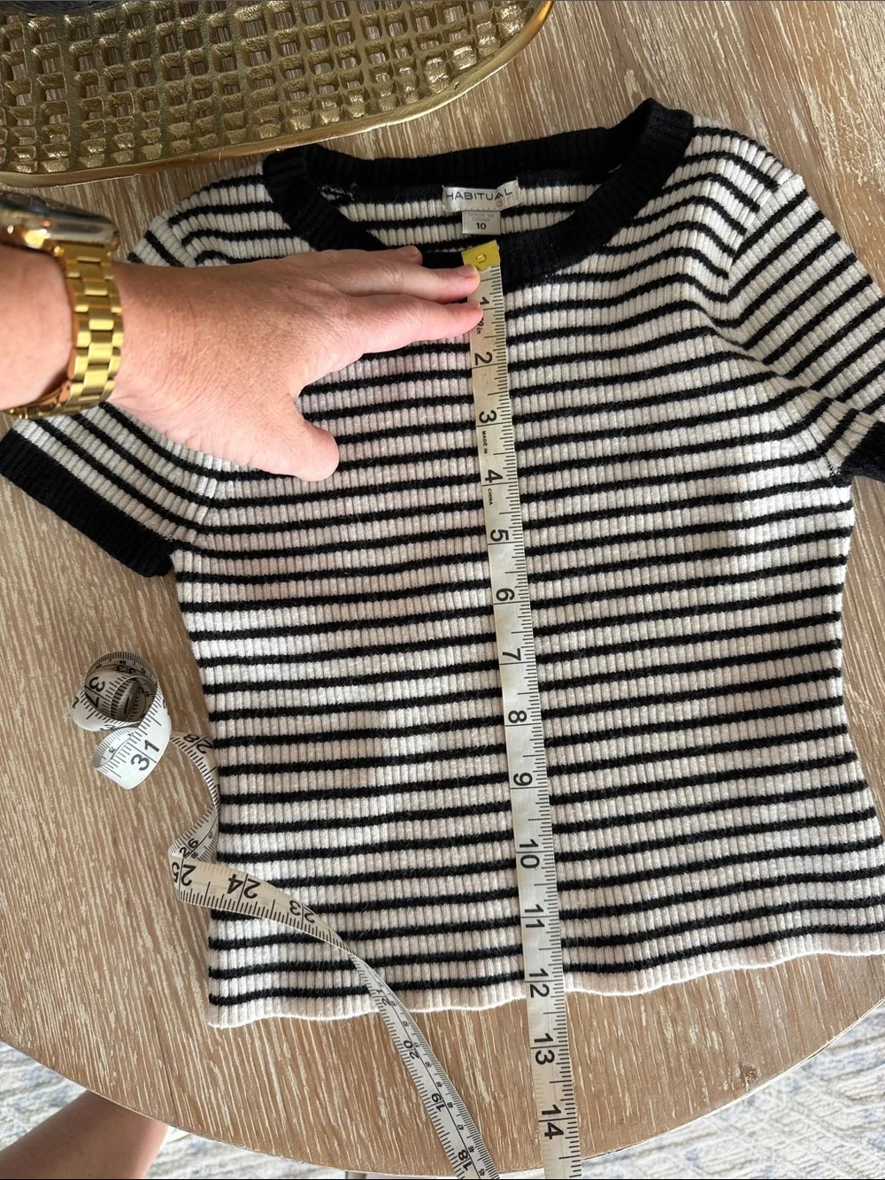 Habitual girls Black and White Striped Knit Top & Skirt Set sz 10